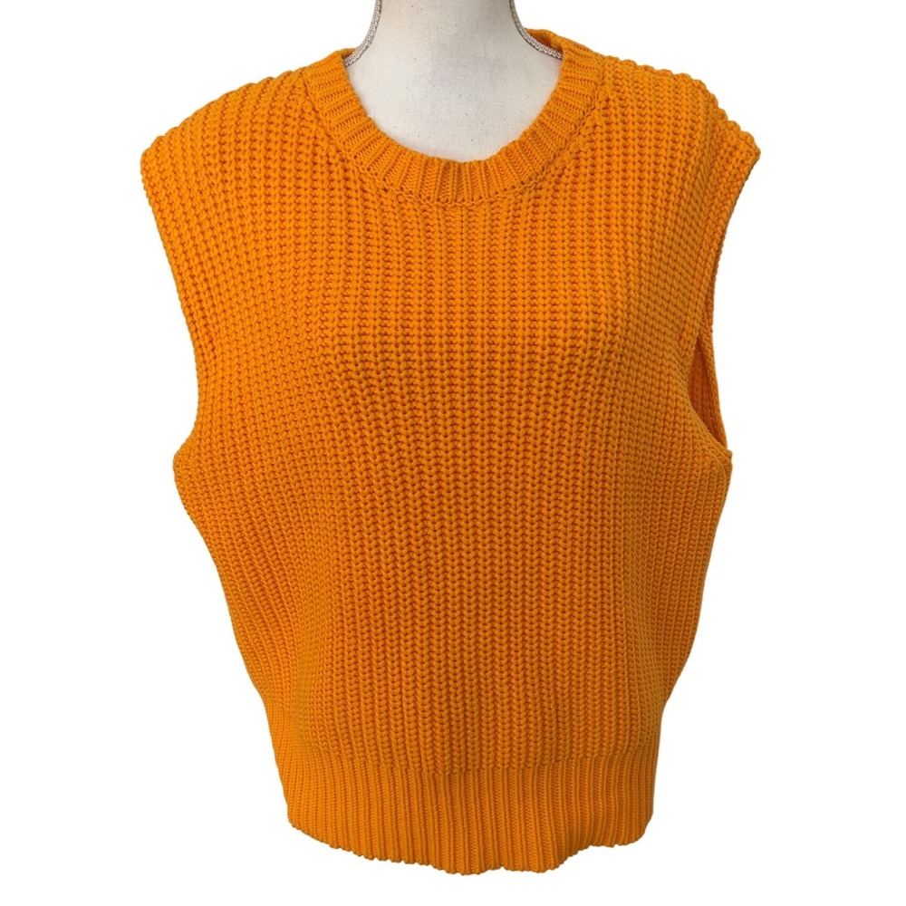 FRNCH Paris Arista Sweater Vest Orange Mangue Chunky Knit Cotton Parisian |SZ: M